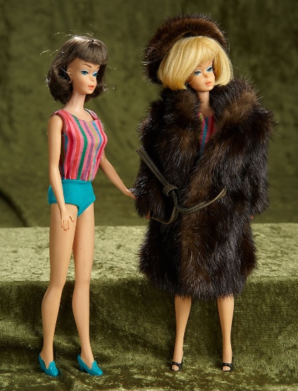 11.5" Pair of vintage American Girl Barbies, Blonde and Brunette.