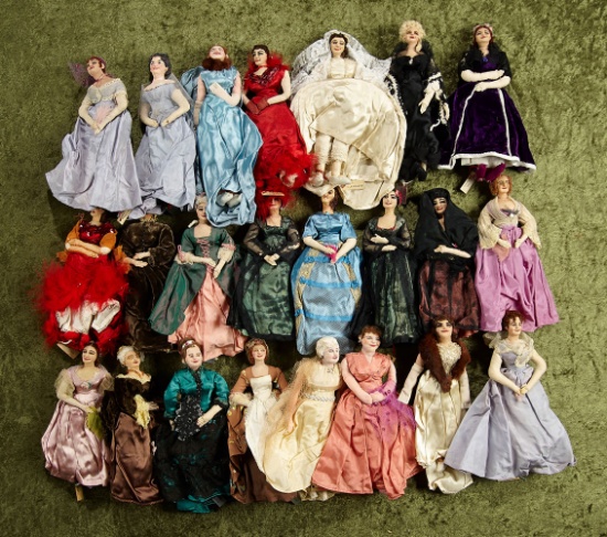 8"-9" Group of cloth portrait dolls of American First Ladies by Bernard Ravca,