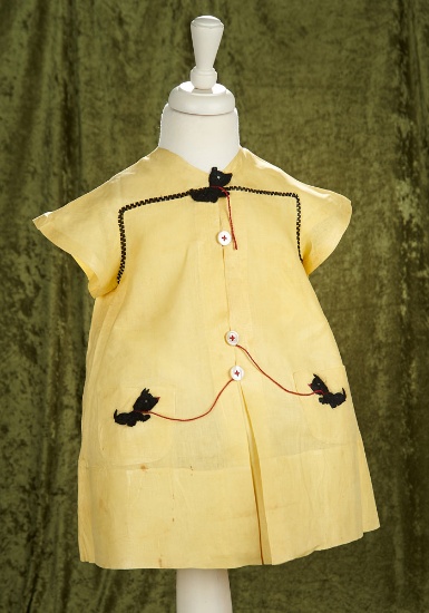 20" Vintage 1930's child's Scotti Dog dress inspired by Shirley Temple in "Our Little Girl".