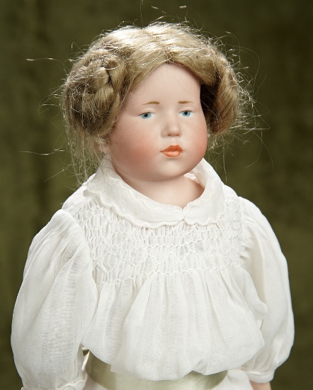 15" German bisque pouty faced child, model 201, K*R, rare variation model Gretchen. $1200/1400