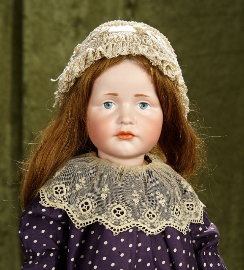 24" German bisque art character, "Gretchen", 114, by K*R in rarely found large size. $1600/1900