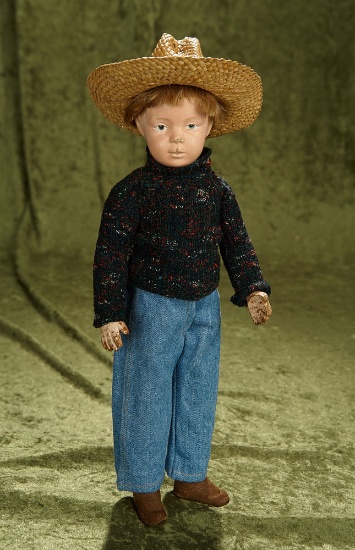 16" American wooden wistful faced doll by Schoenhut. $400/600