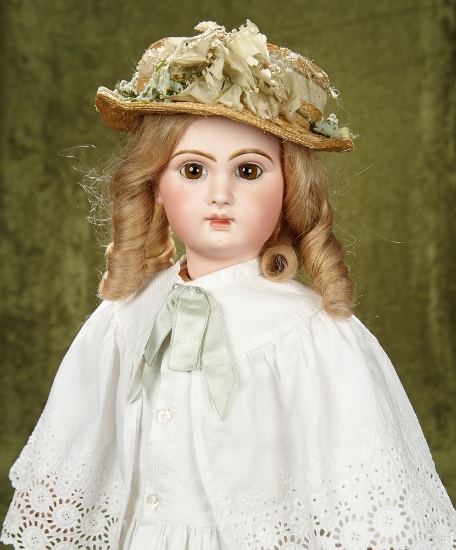 25" French bisque bebe by Emile Jumeau with original signed body, closed mouth. $3200/3500