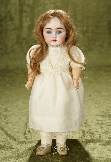 14" German bisque child by Kestner, early unmarked 143 model, original body. $400/500