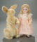 Rare German 1920s Cream Mohair Bunny with Pink Eyes and Jointed Limbs by Steiff 500/800