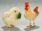 Very Rare German Mohair Chick with Clover Leaf, Along with Rooster 500/700