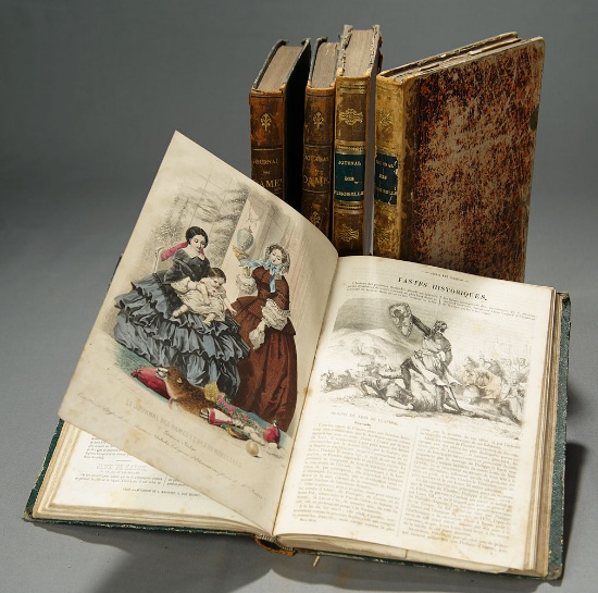 Five Bound French Volumes of Journal des Dames from 1850s  300/500