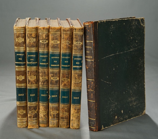 Seven Bound French Volumes of Journal des Desmoiselles, 1860s 300/500