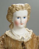 German Bisque Lady Doll with Brown Sculpted Hair 500/700