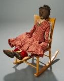 American Brown Complexion Cloth Folk Doll in Rocking Chair 400/500