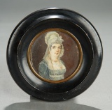 18th Century Miniature Painting of Lady with Coiffe 400/500