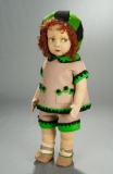 Italian Felt Red-Haired Character Girl in Wonderful Costume with Matching Cloche 500/700