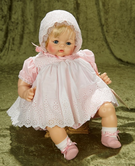 18" "Baby McGuffey" in pink dress with cutwork pinafore and bonnet, MIB, 5365