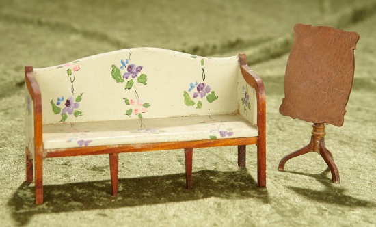 6"l. sofa.Two American wooden miniature furnishings by TynieToys. $300/400