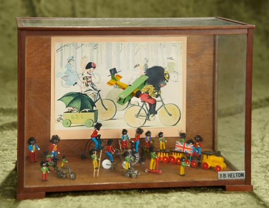 10" l. Miniature display of tiny Golliwog figures. $300/400