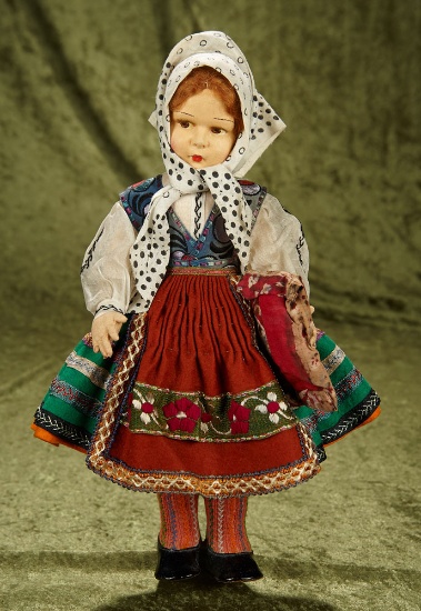 14" Cloth studio doll in very elaborate original country costume. $300/400