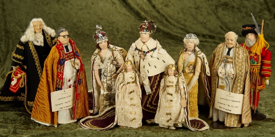 6"-10" Collection of English Coronation Dolls by Liberty of London in near mint condition. $900/1100