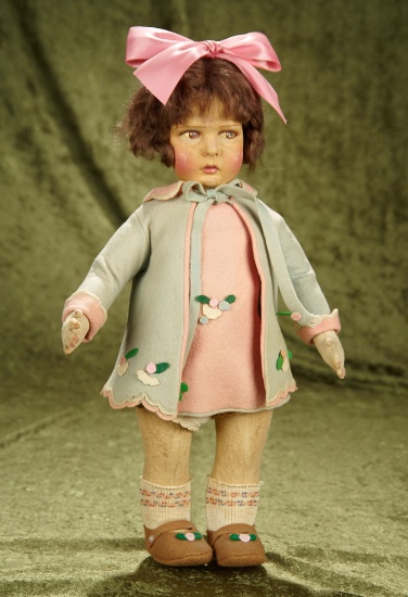 16" Felt 1930s studio pouting girl with original felt costume. $400/500