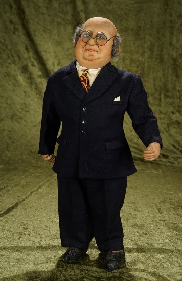 22" French/American stockinette portrait doll of robust gentleman by Bernard Ravca. $500/600
