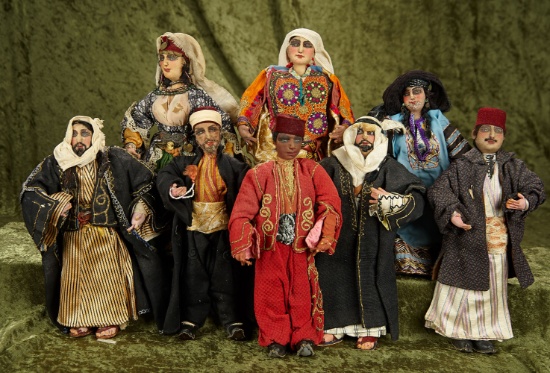 11" Eight Cloth Exotic Dolls by Baronne Sandra Belling and Family  $400/600