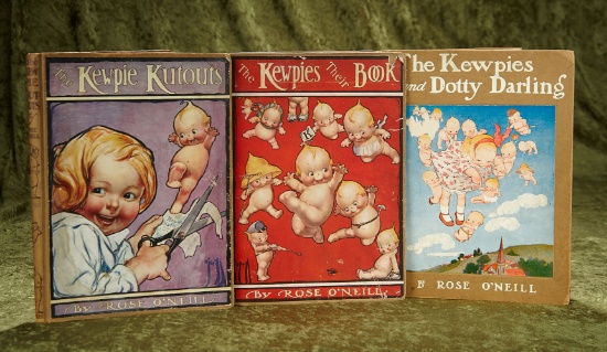 11" x 8"  Three early illustrated Kewpie books by Rose O'Neill. $400/600