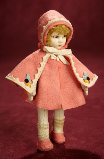 Italian Felt Miniature Girl in Stylish 1930s Costume by Nicette 300/400