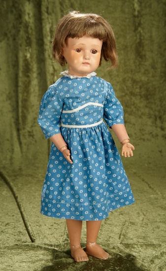 22" American wooden "Miss Dolly" by Schoenhut with sleep eyes, original tacked-on wig. $400/500