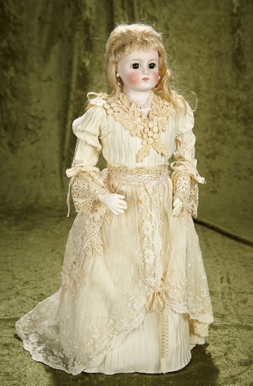 Early German bisque closed mouth lady doll with grand brown eyes. $600/800