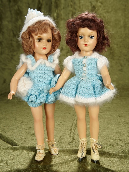 Two, 14" American composition dolls by Mary Hoyer in original knit costumes. $500/600