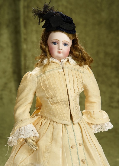 17" French fashion poupee by Jumeau with lovely facial painting on kid fashion body.