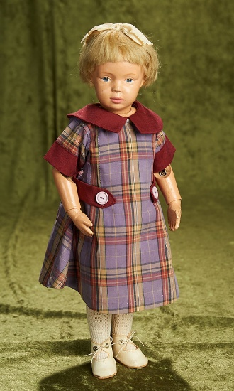 16" American carved wooden character doll by Schoenhut. $600/800
