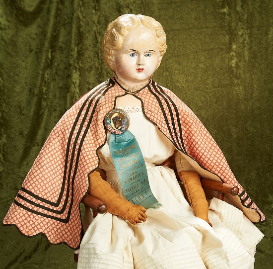 38" American paper mache lady, Ludwig Greiner, including 1913 Best of Show Ribbon. $800/1100