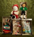 Four Roldan and Baitz dolls, mint in original boxes, 1940s.