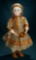 Very Beautiful Sonneberg Bisque Closed Mouth Doll with Silk Costume 1800/2300