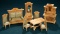 Ensemble, German Wooden Dollhouse Furnishings with Unique Decorations 400/500