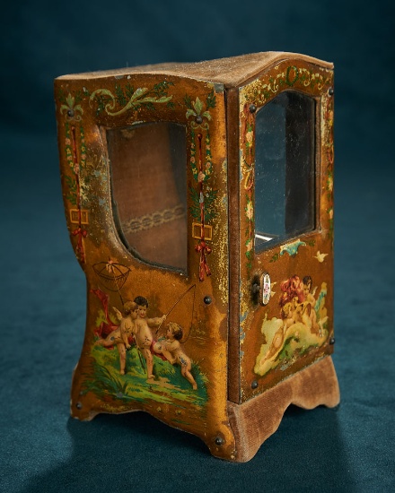 Small French Sedan Chair with Painted Cherubic Scenes 600/900
