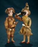 Pair, All-Original French Bisque Miniature Dolls with Amusing Mechanical Action 1200/1500