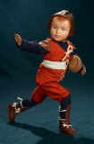 Rare American Carved Wooden Boy in Distinctive Football Costume by Schoenhut 1200/1500