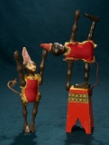 Two American Wooden Carved Circus Monkeys by Schoenhut 600/800
