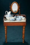 French Cherry Wood Marble Top Toilette Table with Accessories 600/900