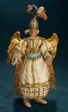 Early Continental Angel with Original Costume Gilded Carved Wooden Wings 1100/1500
