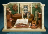 German Dollhouse Room with Sun Porch and Furnishings 1400/1800