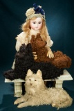 French Paper Mache Salon Dog with Curly White Mohair Coat 400/500
