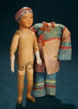 Asian Bisque Child with Painted Cap and Wooden-Articulated Body 800/1000