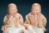 Pair, German All-Bisque Bye-Lo Babies as Twins in Rare Size 500/700