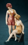 Rare German All-Bisque Double-Figure Bathing Beauties by Galluba & Hoffman 1200/1600