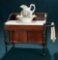 French Marble Top Toilette Table with Wash Bowl and Pitcher 600/800