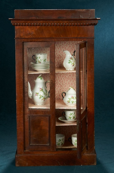 French Walnut Doll’s Cupboard with Tea Service 600/900