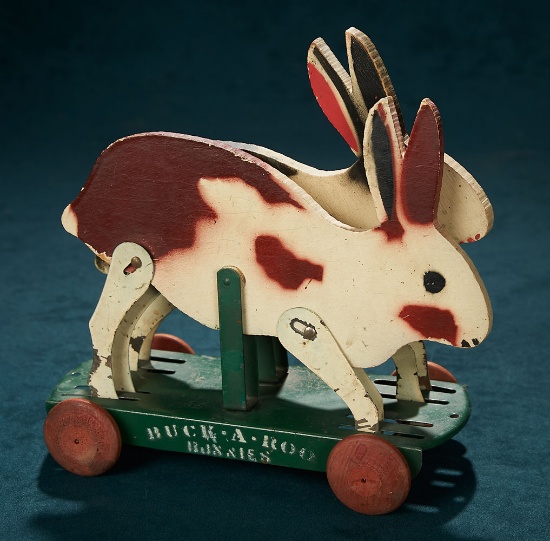 American Wooden and Tin Toy "Buck-A-Roo Bunnies" by Krieger Novelty 200/300