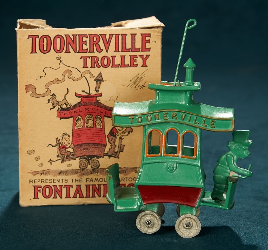 German Cast Iron "Toonerville Trolly" Toy with Original Box 400/500